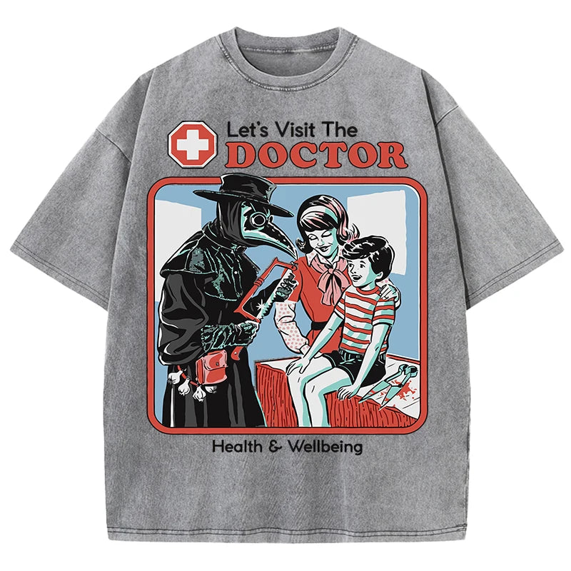 The Treating Doctor Design Washed T-Shirt Mens Summer New Tee Shirts Cotton Comfortable Top Unisex Multicolor Soft Clothes