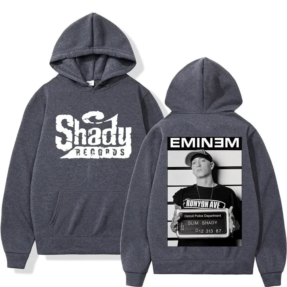 Rapper Eminem Double Sided Print Hoodie Men Women Hip Hop Vintage Oversized Hoodies Trend Fashion Hooded Sweatshirts Streetwear