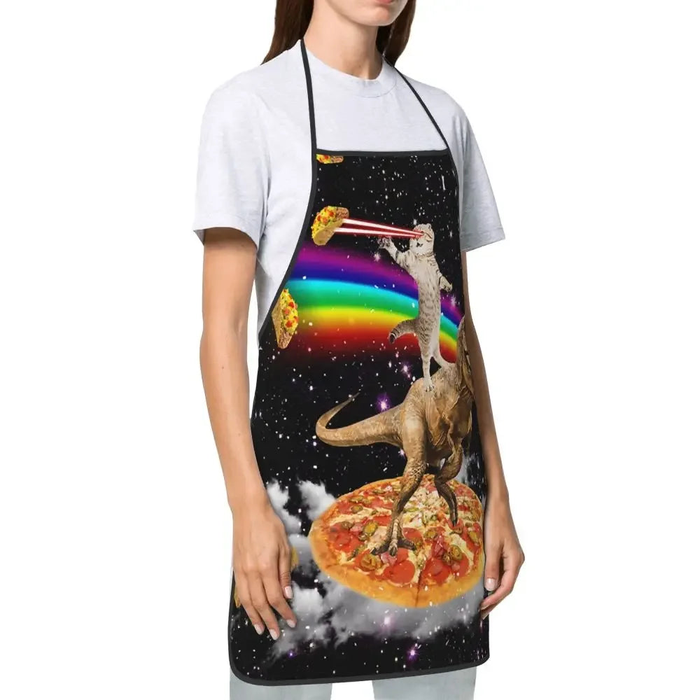 Unisex Space Pizza Cat Meme Bib Apron Adult Women Men Chef Tablier Cuisine for Cooking Kitchen Funny Animal Baking