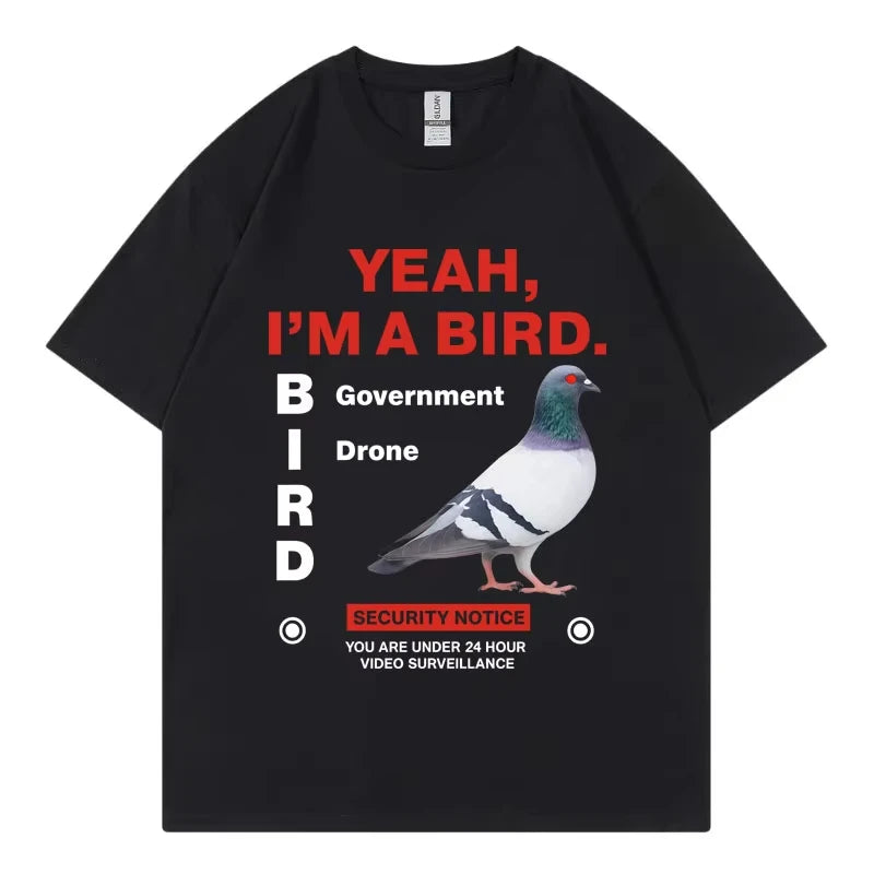 Government Funny Pigeon Graphic T Shirts High Street Fashion Trend Short Sleeve T-shirts Men Women Clothing Loose Cotton T-shirt