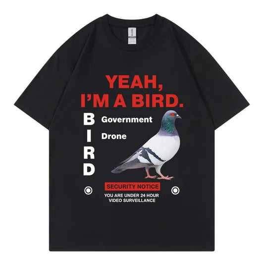 Government Funny Pigeon Graphic T Shirts High Street Fashion Trend Short Sleeve T-shirts Men Women Clothing Loose Cotton T-shirt