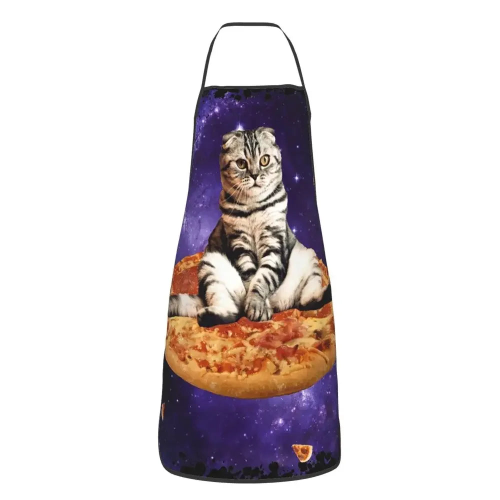 Unisex Space Pizza Cat Meme Bib Apron Adult Women Men Chef Tablier Cuisine for Cooking Kitchen Funny Animal Baking