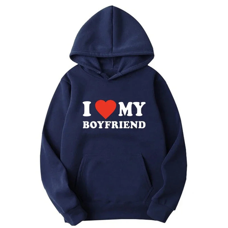 I Love My Boyfriend Girlfriend Printed Hoodie Couple Fashion Sports Shirt Harajuku Casual Top