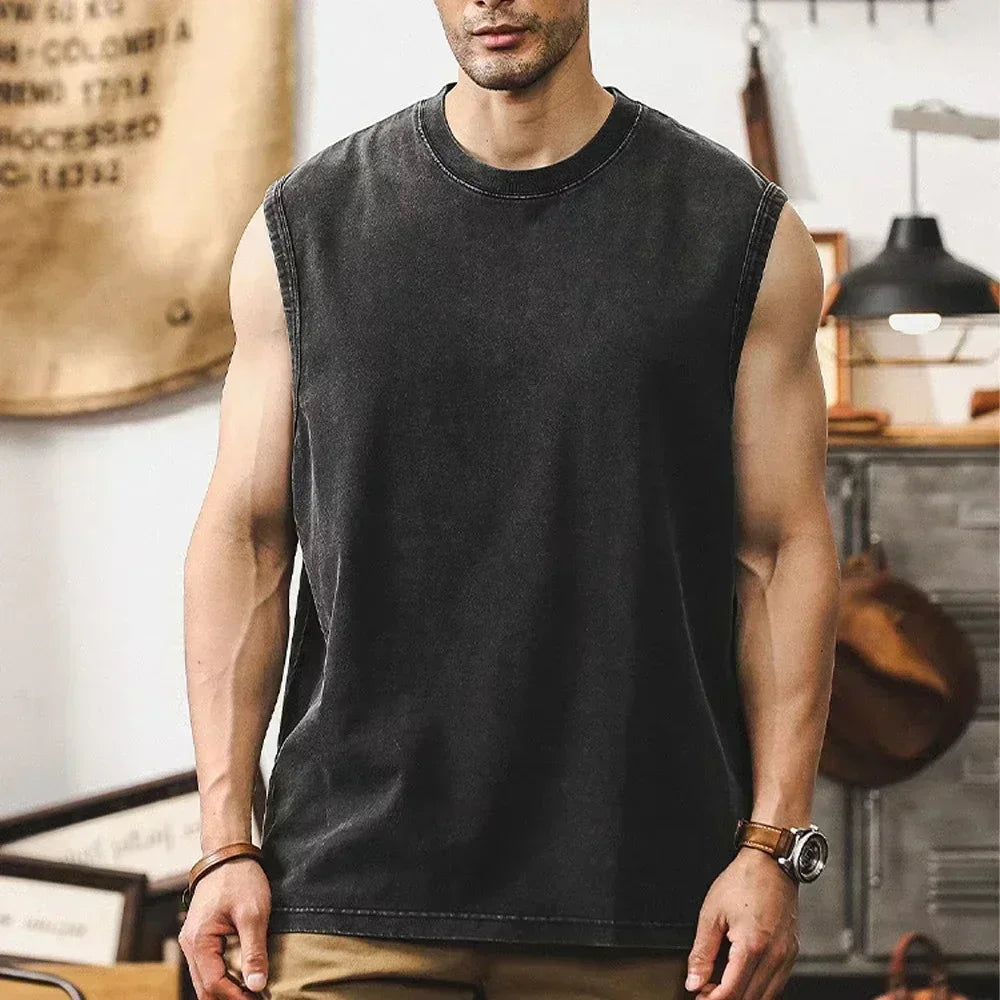 Japanese Anime Cartoon Kon Washed Vest Retro Men'S Fitness Sports Top Pure Cotton Summer Breathable Loose Y2k Sleeveless T-Shirt