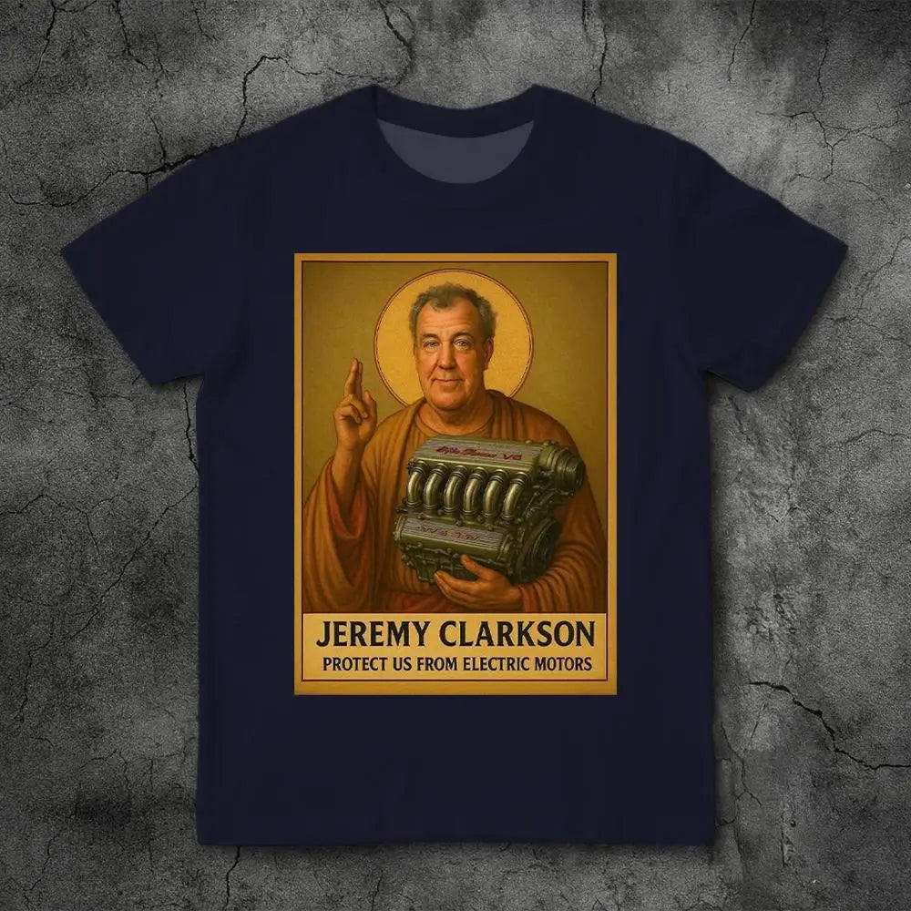 Jeremy Clarkson Protect Us From Electric Motors Merch Fans T-shirt Top Gear Funny Meme Graphic T-shirts Unisex Casual Loose Tees