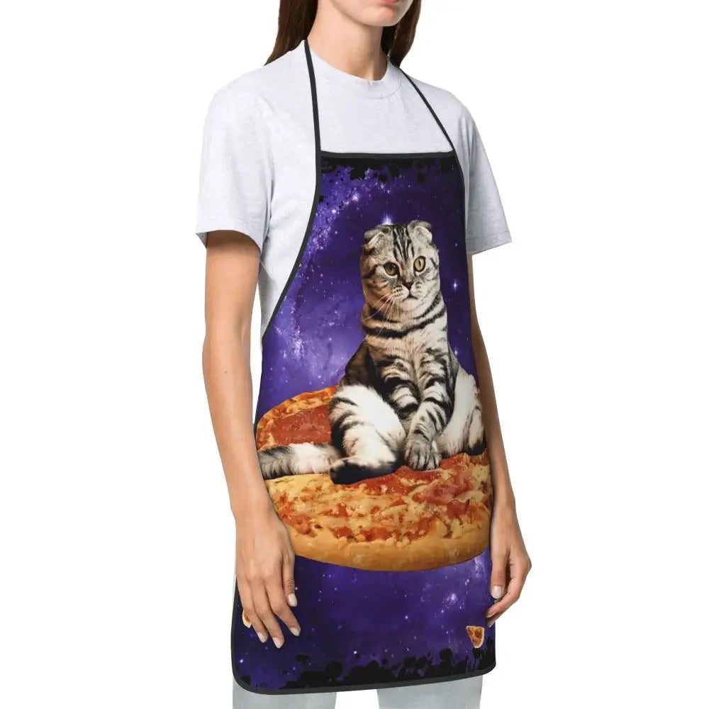 Unisex Space Pizza Cat Meme Bib Apron Adult Women Men Chef Tablier Cuisine for Cooking Kitchen Funny Animal Baking