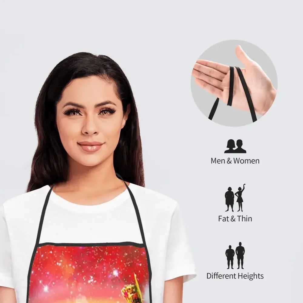 Unisex Space Pizza Cat Meme Bib Apron Adult Women Men Chef Tablier Cuisine for Cooking Kitchen Funny Animal Baking