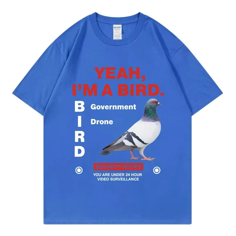 Government Funny Pigeon Graphic T Shirts High Street Fashion Trend Short Sleeve T-shirts Men Women Clothing Loose Cotton T-shirt
