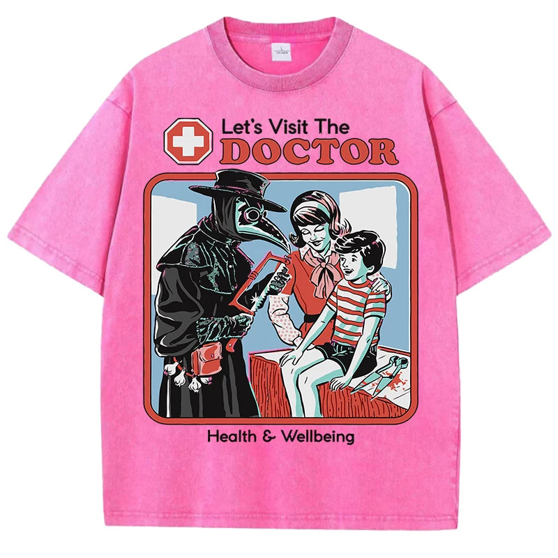 The Treating Doctor Design Washed T-Shirt Mens Summer New Tee Shirts Cotton Comfortable Top Unisex Multicolor Soft Clothes