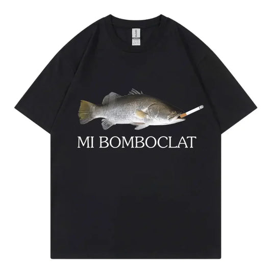 Funny Bomboclat Fish Meme T-shirt High Street Fashion Trend Y2k Short Sleeve T-shirts Women Harajuku Vintage Style T Shirts