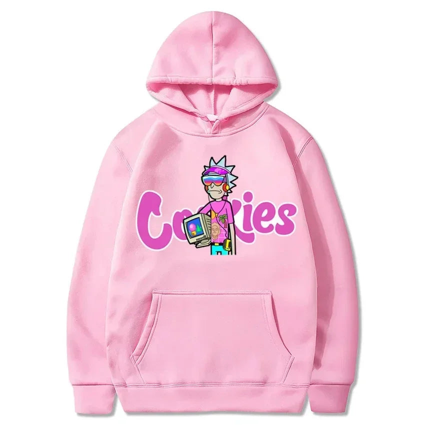 2025 New Fashion Leisure Anime Cookie Print Fleece Men's and Women's Same Style Sports Hoodie