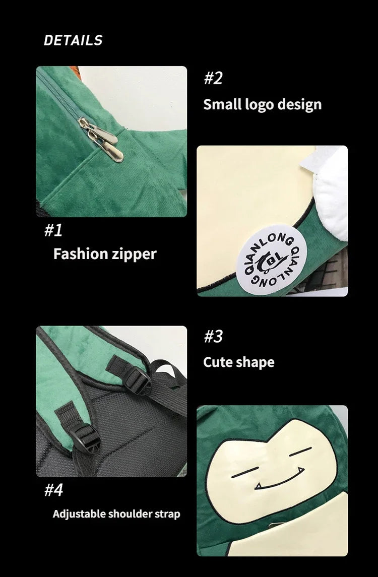 Anime New Style Pokemon Snorlax Plush Couple Bag Children Large Capacity Backpack Student School Bag Outdoor Travel Funny Cute