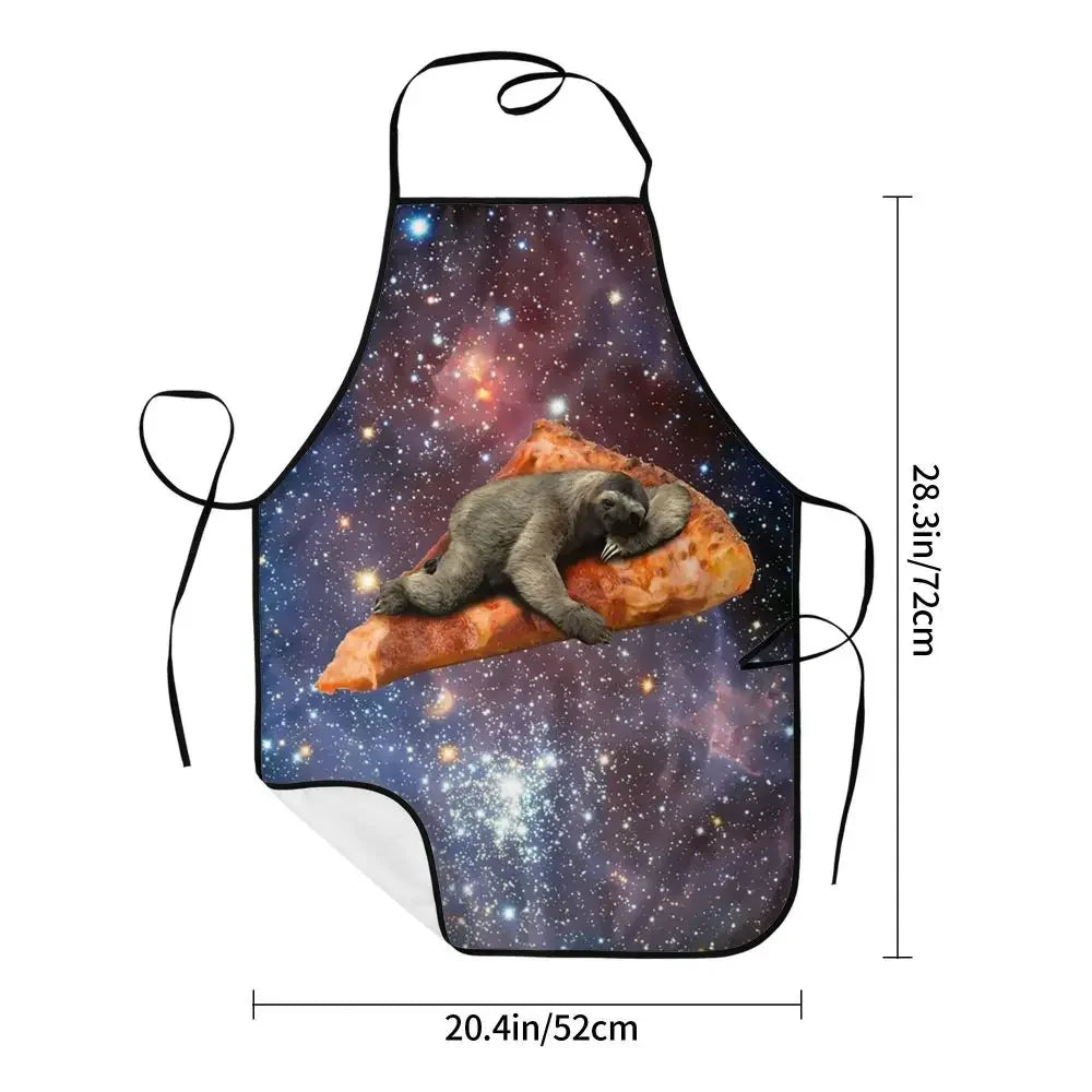 Unisex Space Pizza Cat Meme Bib Apron Adult Women Men Chef Tablier Cuisine for Cooking Kitchen Funny Animal Baking