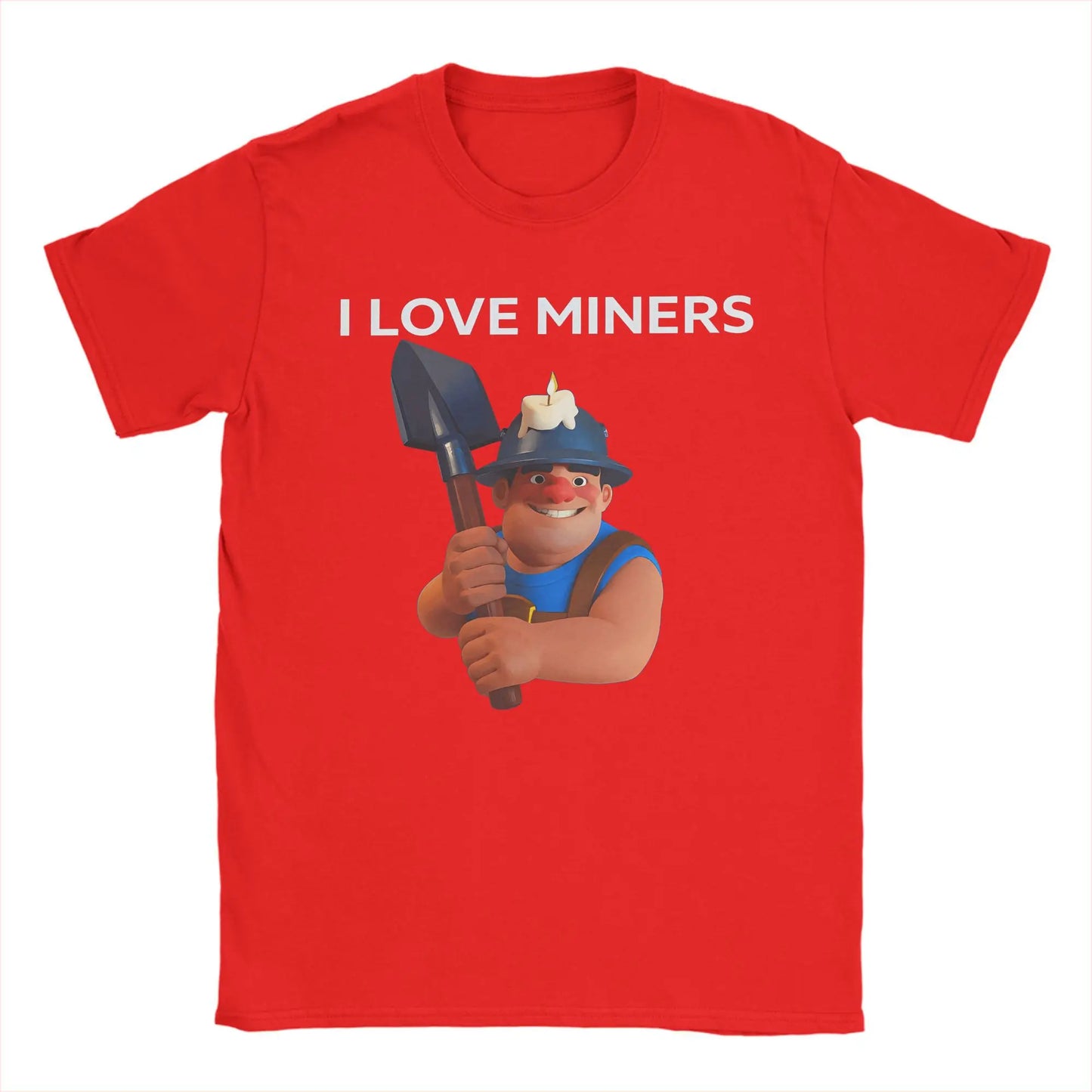 I love Miners T Shirts for Men Pure Cotton Novelty T-Shirt Crewneck C-Clashs R-Royales Tees Short Sleeve Clothes Printed