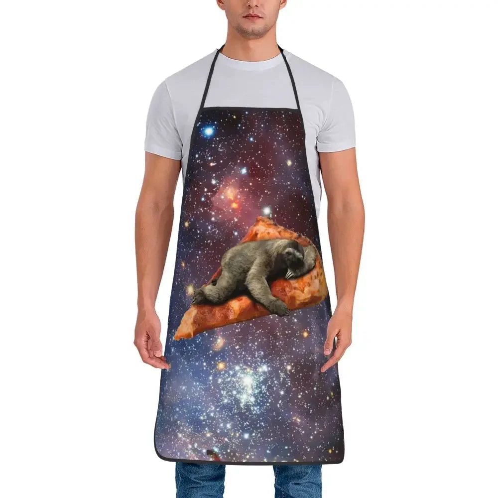 Unisex Space Pizza Cat Meme Bib Apron Adult Women Men Chef Tablier Cuisine for Cooking Kitchen Funny Animal Baking