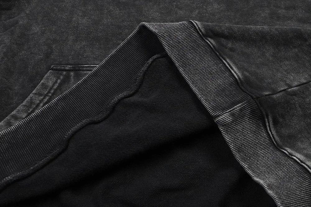 Gothic Vintage Washed Hoodies Teeth Funny Printed Sweatshirts Harajuku Retro Long Sleeve Pullover Men Women Y2k Oversized Hoodie