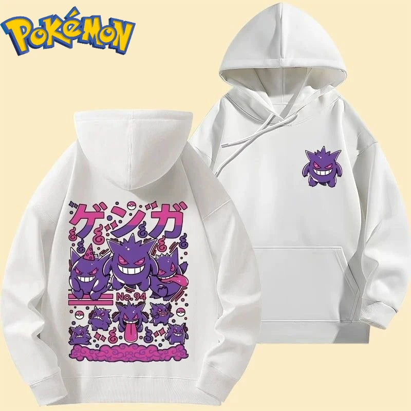 Cartoon Pokémon Gengar Printed Cotton Hoodie for Men and Women Autumn and Winter New Y2K Harajuku Large Size Casual Sweater Top