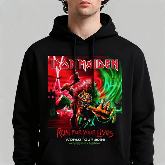 Fashion Cool Rock Band Fans Hoodies Run for Your Lives World Tour Concert Sweatshirts Men's Women's Long Sleeve Hooded Clothing