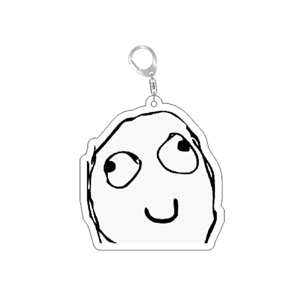 Funny TrollFace Keychain for Accessories Bag NoMeGusta Rage Face ForeverAlone Pendant Key Chain Ring Keyring Jewelry Fans Gifts
