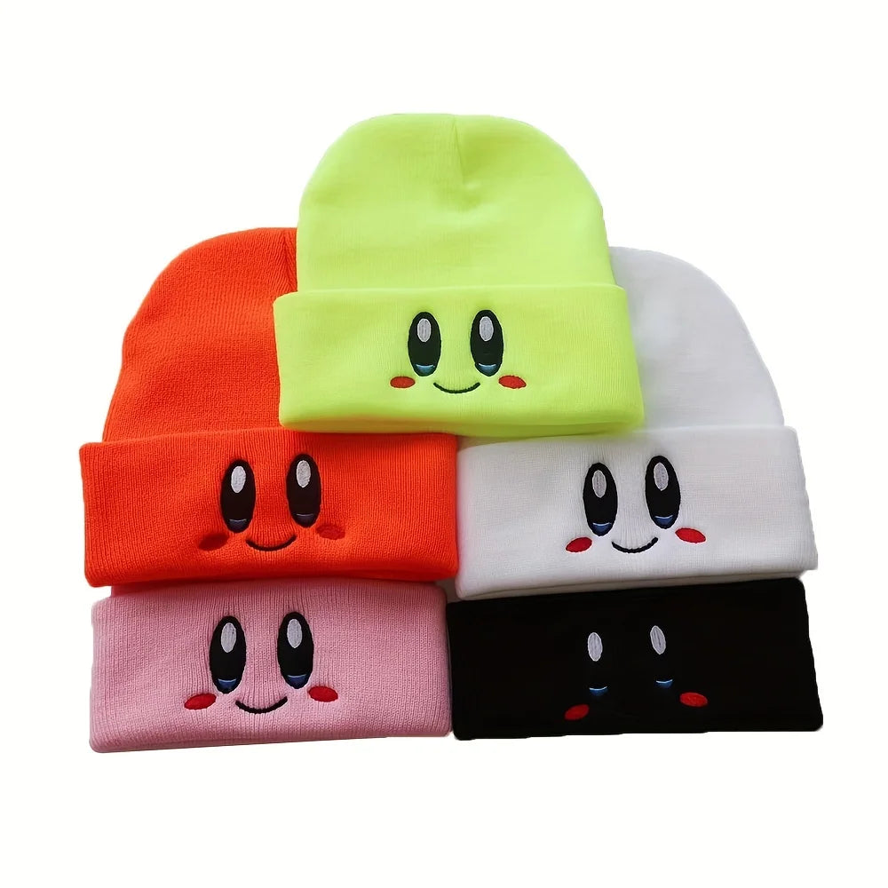Big Eye Embroidery Elasticity Beanies Women's Cartoon Knitted Skull Caps Winter Warm Hip Hop Hats Men Crimping Melon Leather Hat