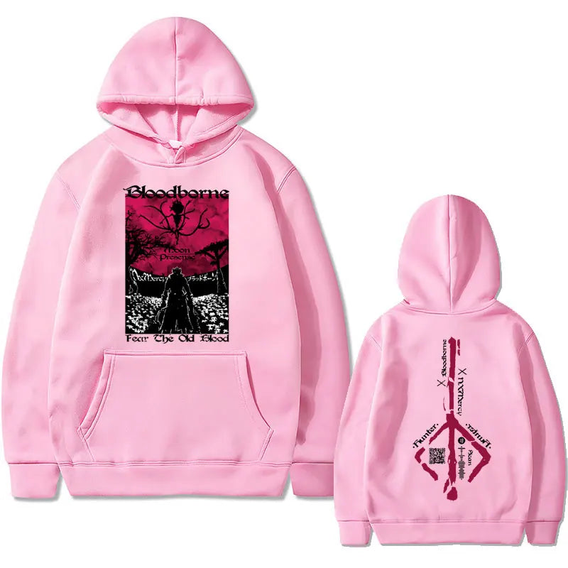 Game Bloodborne Graphic Hoodie Horror Hunter Harajuku Sweatshirt Unisex Casual Oversized Streetwear Men Manga Printed Hoodies