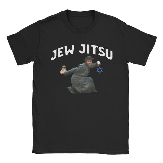Jew-Jitsu Jewish Meme T-Shirts Men  Funny  Tee Shirt Round Collar Short Sleeve T Shirt  Clothes