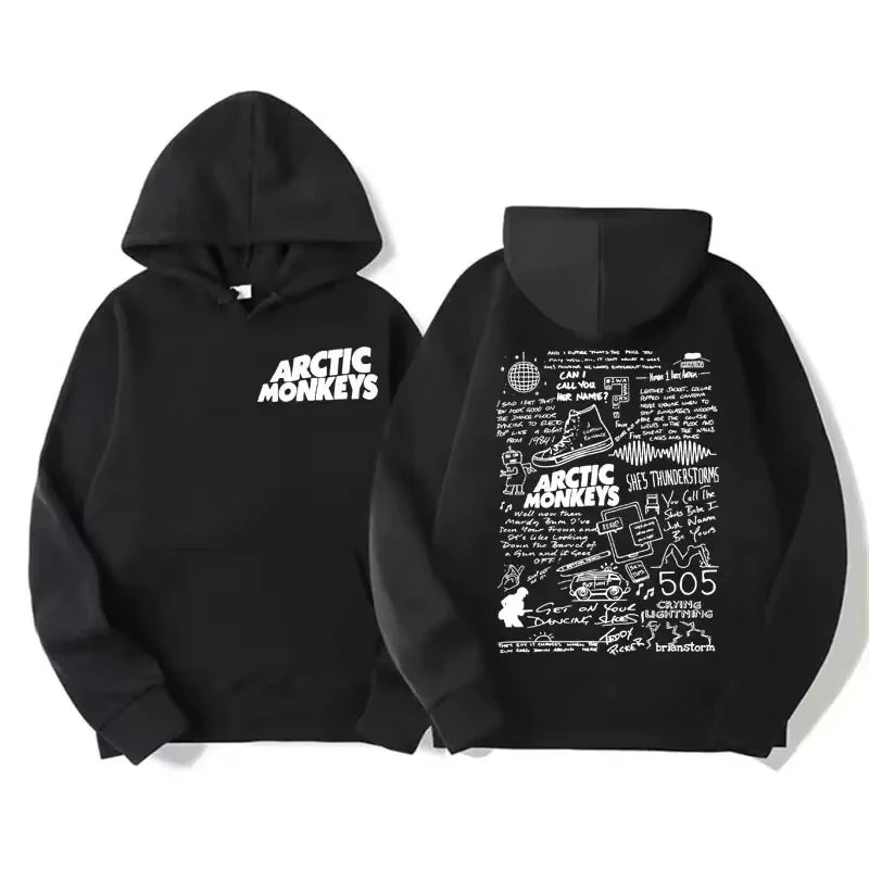 Arctic Monkey retro hoodie Men's pattern print Music album retro cap sweatshirt Hip-hop style hoodie