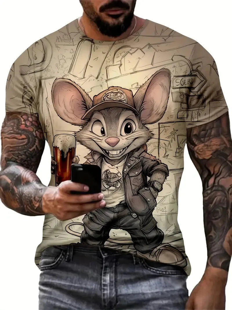 Funny Men's T Shirt Cartoon Duck Print Summer Casual Short Sleeve Pullover Fashion T-shirts Outdoor Male Overszied Clothing