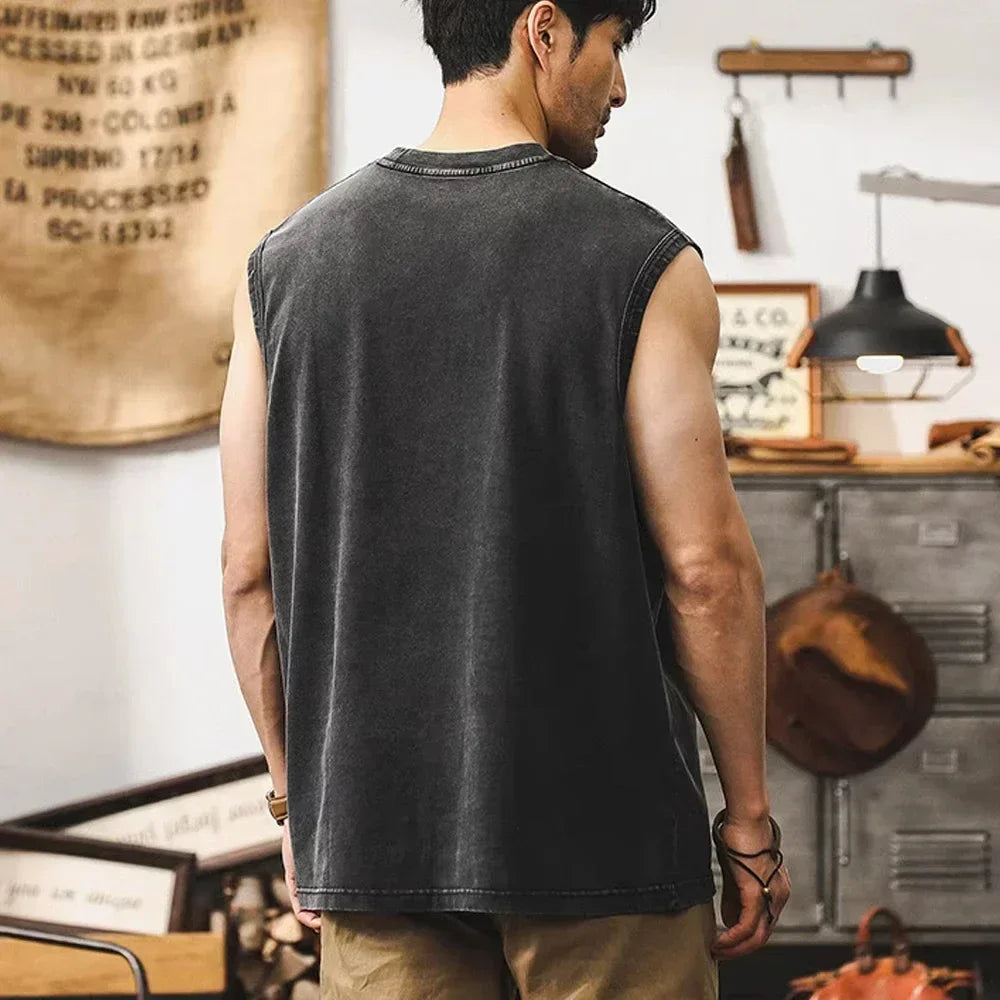 Oasis Band washed retro American street minimalist rock vest print T-shirt high-quality pure cotton Harajuku Y2K top