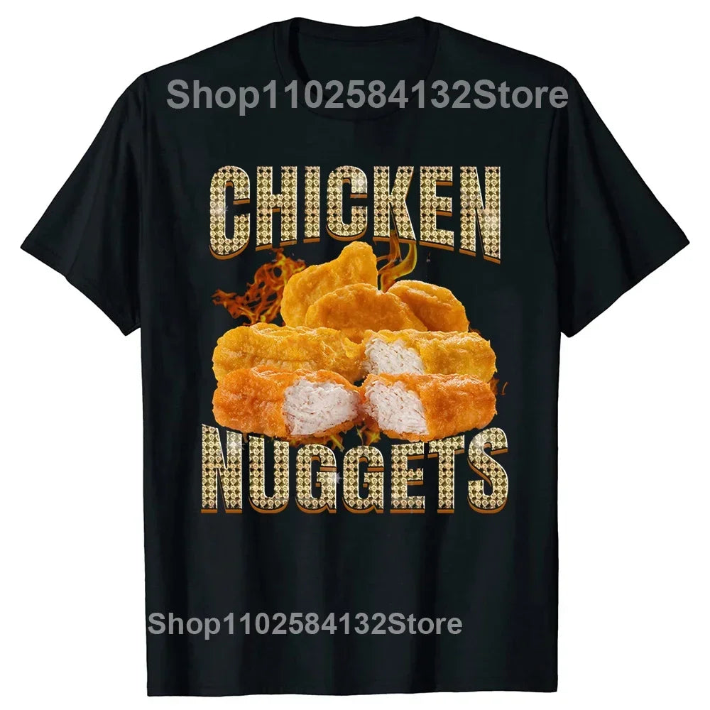 Humor Funny Chicken Nugget Meme T-Shirts Men Women Joke Food Cotton Euro Size O-Neck Daily Casual Oversized Unisex Tees