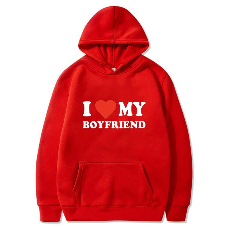 I Love My Boyfriend Girlfriend Printed Hoodie Couple Fashion Sports Shirt Harajuku Casual Top