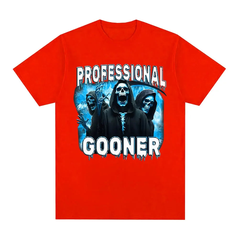 Professional Gooner Offensive Funny Skeleton Meme T Shirts Goon Sexual Joke Party Summer T-shirts Unisex Fashion Tees