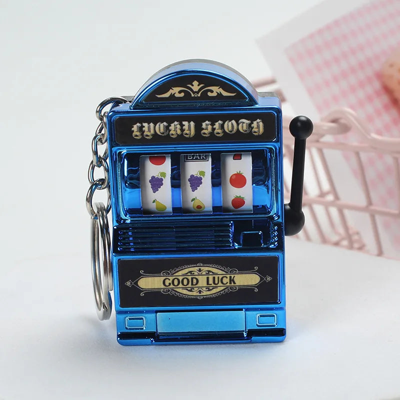 Fruit Slot Machine Keychain Lucky Charm Jackpot Keychains Mini Casino Pendant Bag Charm Novelty Gifts for Kids Adults
