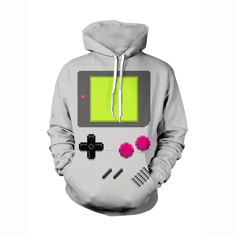 Gamepad Game Player Funny Hoodie For Men Graffiti Neon Smoke Graphic Hooded Coat Children Best Gift Long Sleeve Kids Hoodies