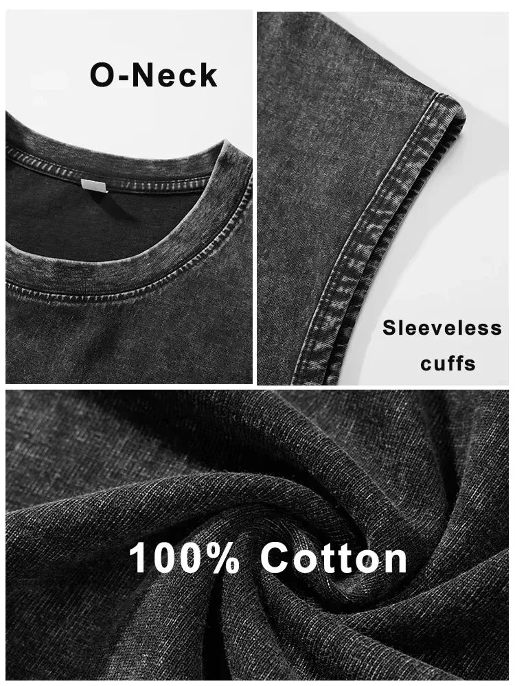 Oasis Band washed retro American street minimalist rock vest print T-shirt high-quality pure cotton Harajuku Y2K top