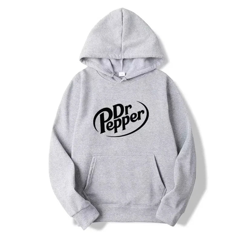 2025 Autumn Warm Dr Pepper Letter Printed Hoodies Street Men Fashion Fleece Sweatshirts Casual Unisex Pullover Tops Fashion Tre