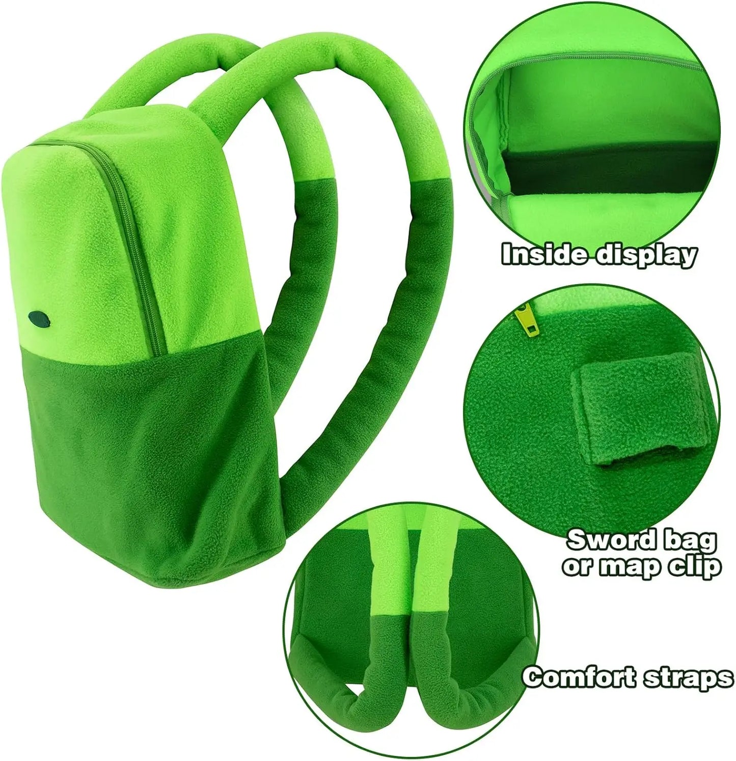 Plush Green Backpack Cartoon funny Cosplay Accessories Bag girls and boys school bag