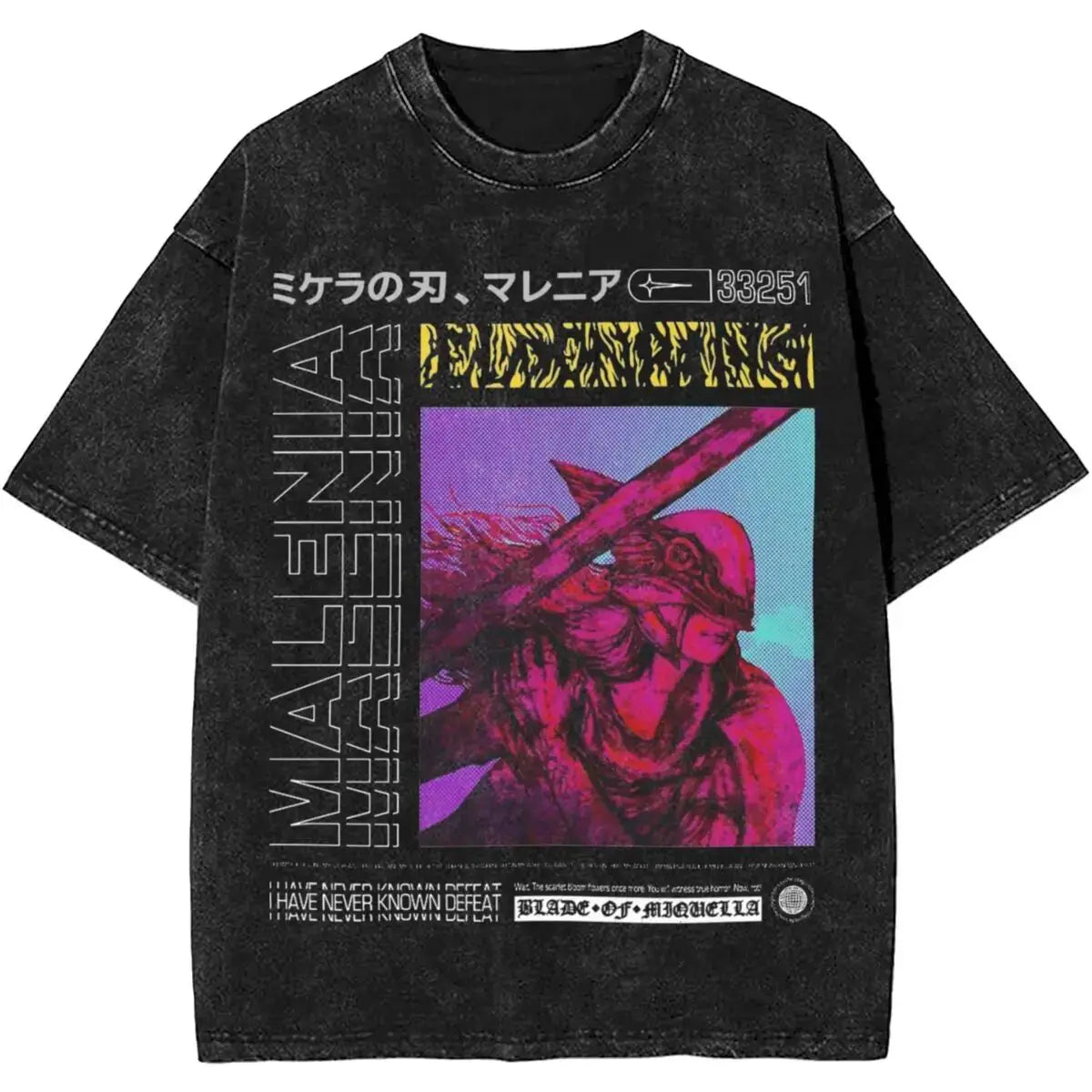 Malenia Blade Of Miquella Washed Short sleeved round neck Y2k shirt Men Clothing New in Top & Tees Mens T-Shirt  Camisetas 61352