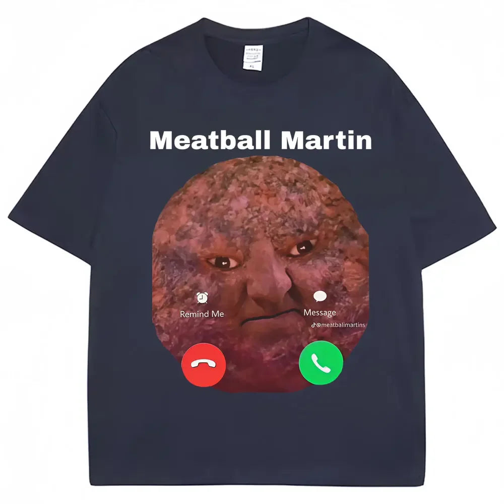 Funny Meatball Martin T-shirt for womenunisex humorous retro summer casual oversized shirt