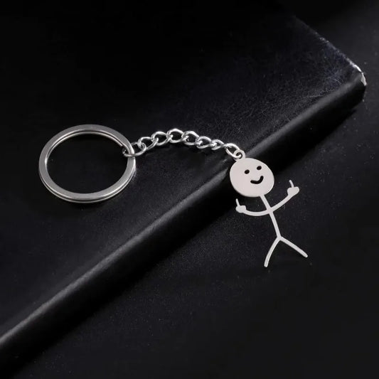 Cartoon Couple Stainless Steel Keychain For Men, Graffiti Keychain
