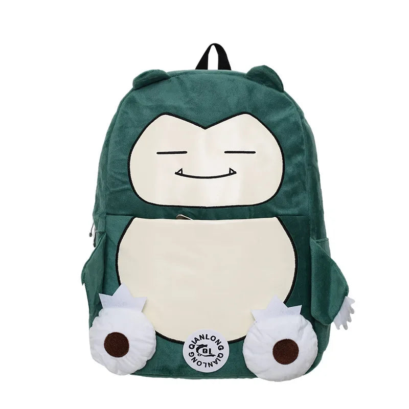 Anime New Style Pokemon Snorlax Plush Couple Bag Children Large Capacity Backpack Student School Bag Outdoor Travel Funny Cute