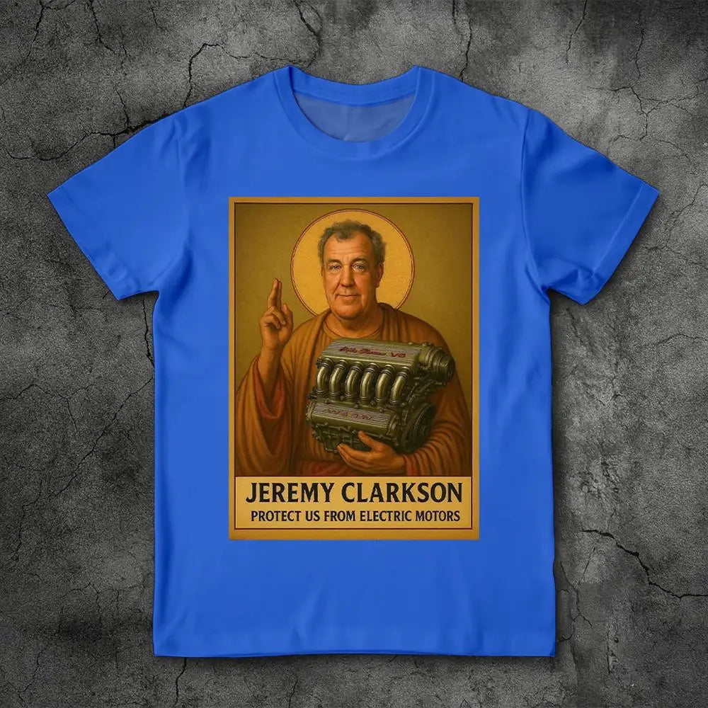 Jeremy Clarkson Protect Us From Electric Motors Merch Fans T-shirt Top Gear Funny Meme Graphic T-shirts Unisex Casual Loose Tees