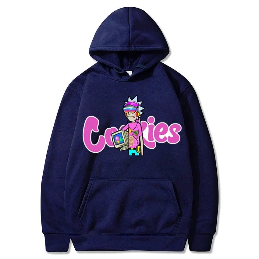 2025 New Fashion Leisure Anime Cookie Print Fleece Men's and Women's Same Style Sports Hoodie