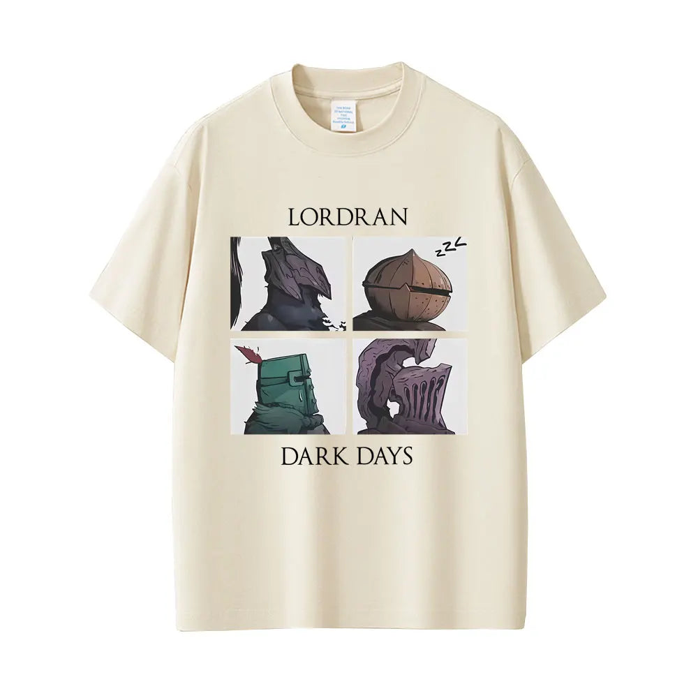 Game Dark Souls Praise The Sun Lordran Dark Days Graphic T Shirt Men Vintage Gothic Rock T-shirt Men's Cotton Crewneck T-shirts