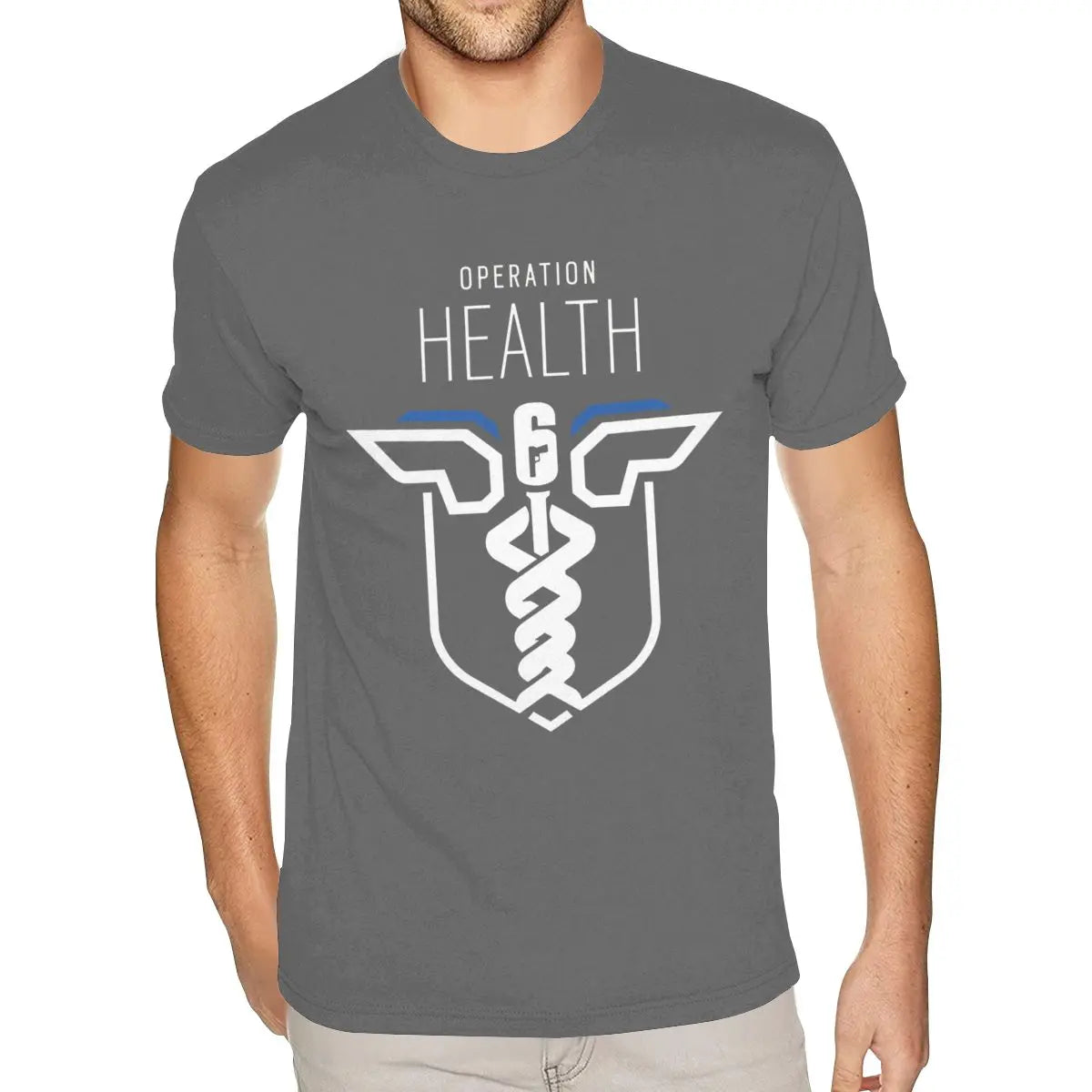 Harajuku Rainbow Six Siege Tees for Men Custom Print Short Sleeved Cotton Black O Neck Tee Shirt