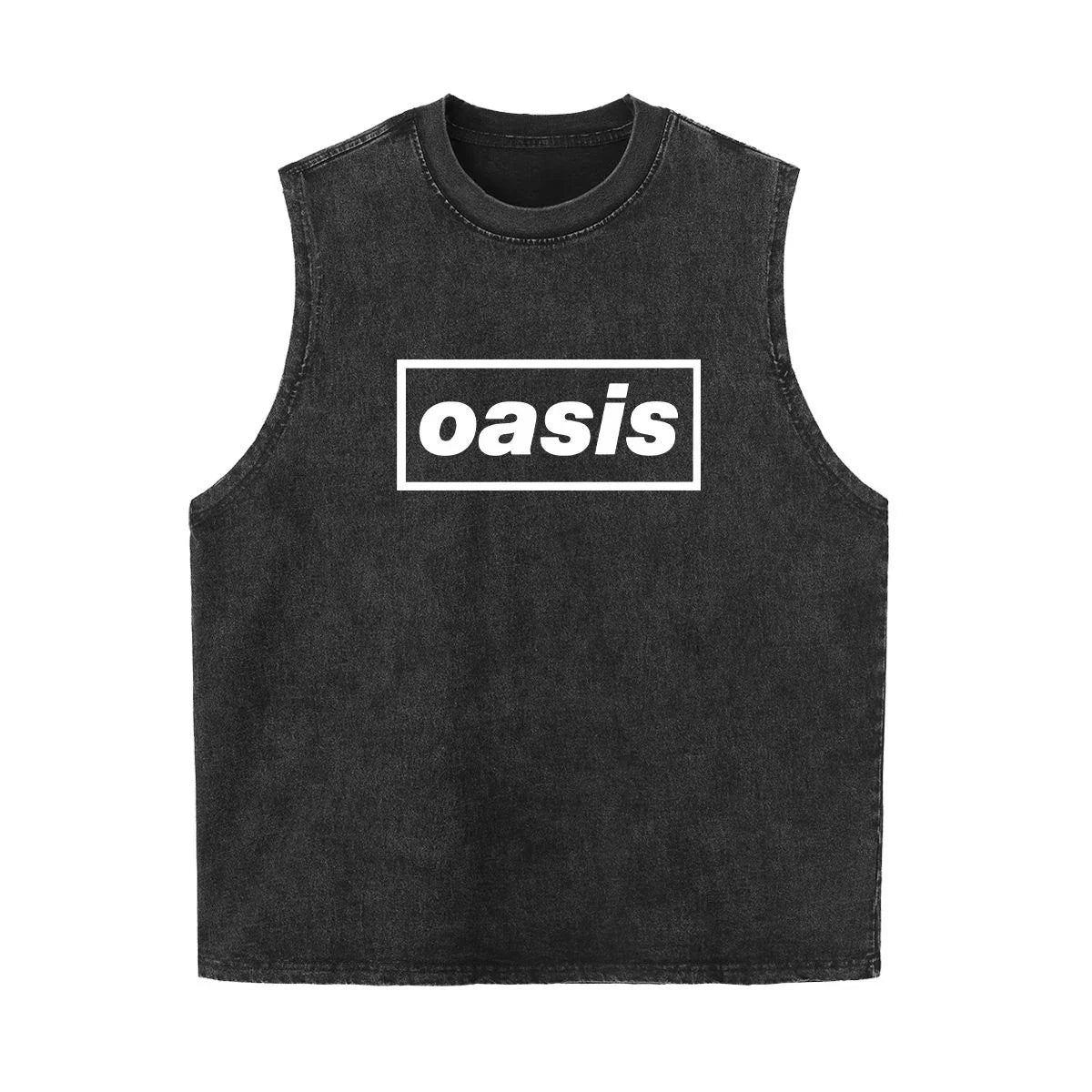 Oasis Band washed retro American street minimalist rock vest print T-shirt high-quality pure cotton Harajuku Y2K top