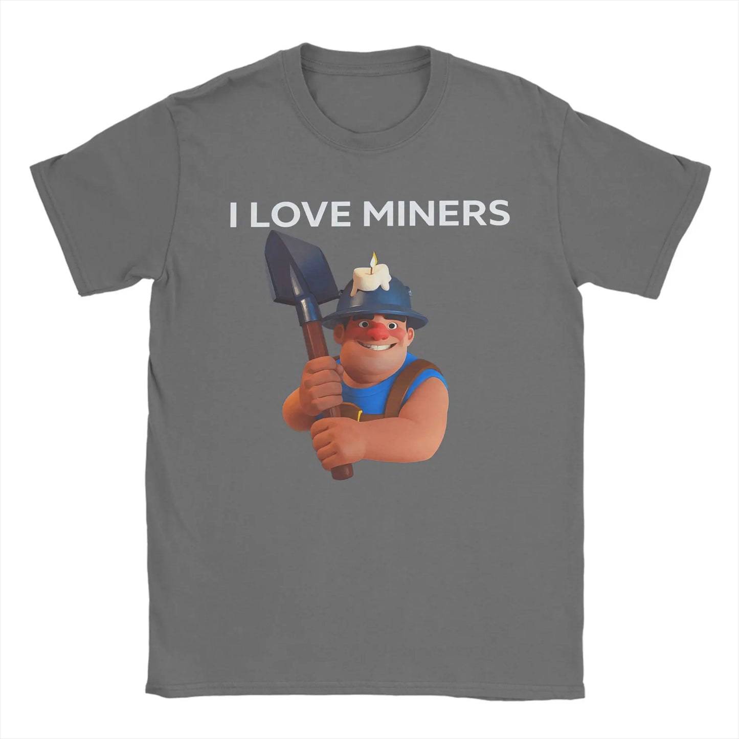 I love Miners T Shirts for Men Pure Cotton Novelty T-Shirt Crewneck C-Clashs R-Royales Tees Short Sleeve Clothes Printed