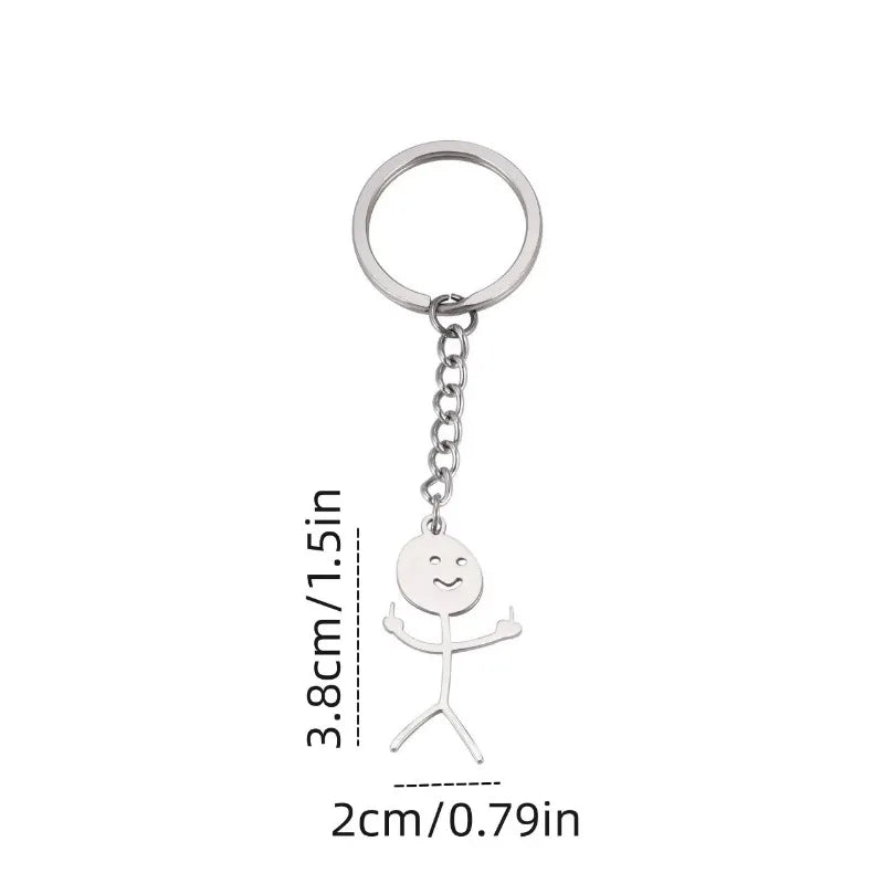 Cartoon Couple Stainless Steel Keychain For Men, Graffiti Keychain