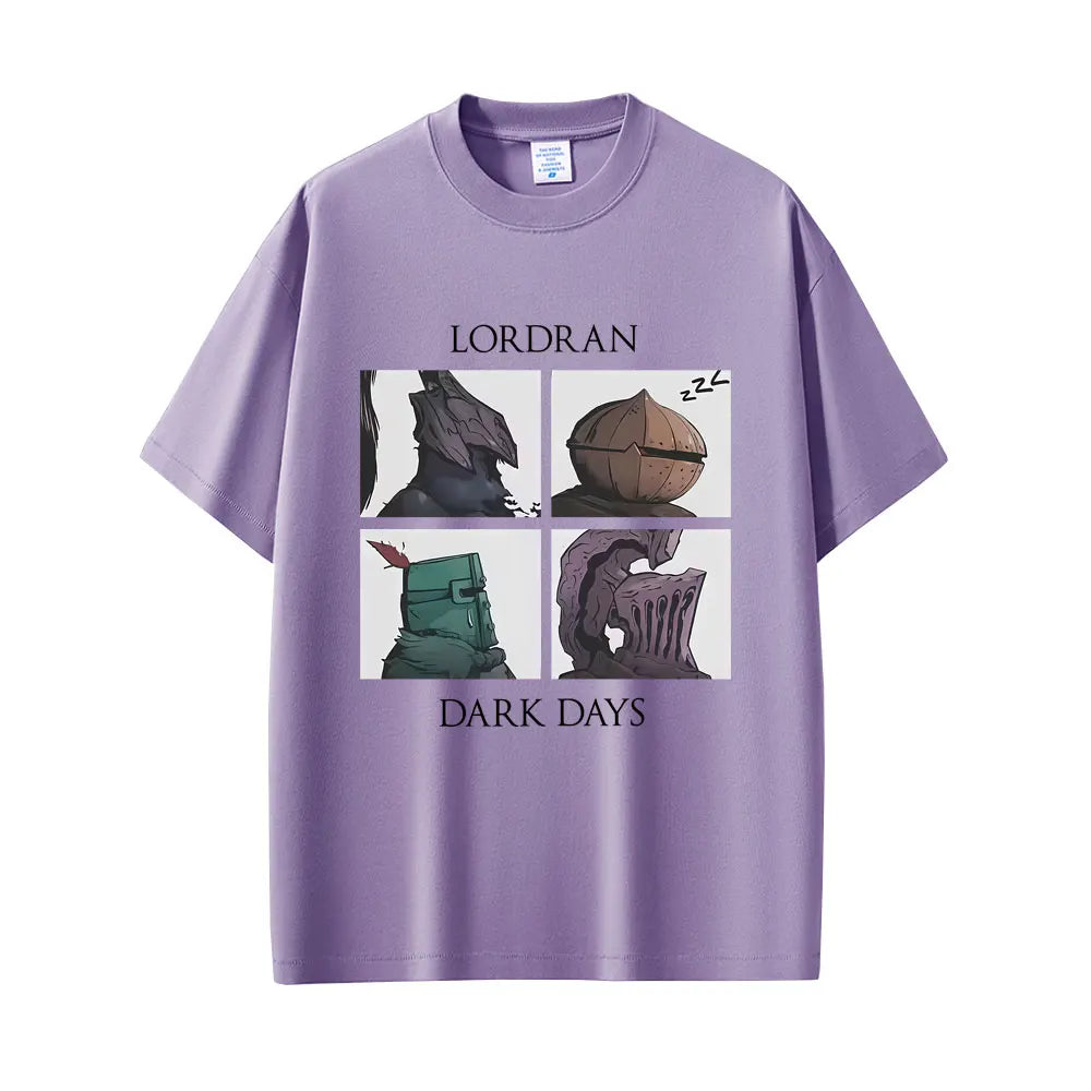 Game Dark Souls Praise The Sun Lordran Dark Days Graphic T Shirt Men Vintage Gothic Rock T-shirt Men's Cotton Crewneck T-shirts