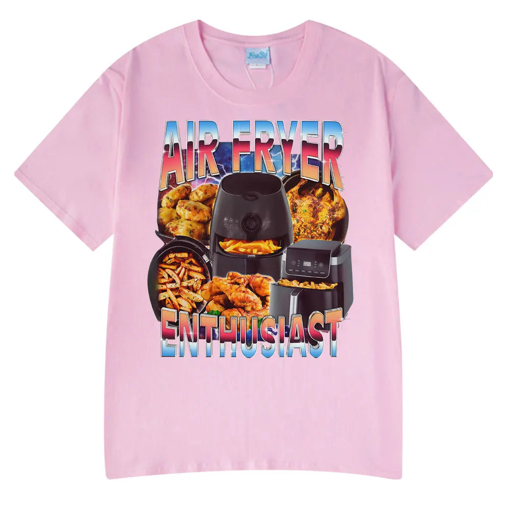Air Fryer Enthusiast Funny Cooking Meme T-Shirt  Hot Sale Couples Clothing Funny T-shirts Men's Cotton Streetwear Woman T-shirts